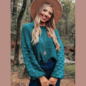 C+D+M Bubbly Bubble Sleeve Knit Sweater